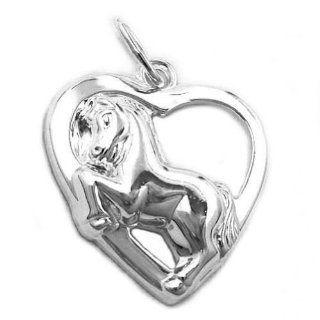 Pendant Heart with Horse, Silver 925 Jewelry