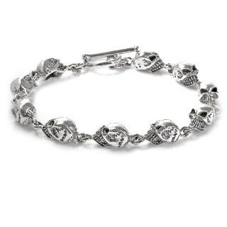 925 Sterling Silver Skull Toggle Bracelet Jewelry