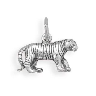Oxidized Tiger Charm 925 Sterling Silver Jewelry