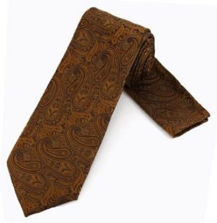 Brown & Orange Paisley Tie & Hanky Set #904 Novelty Neckties Clothing