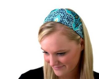 Wide Headband, Pressed Flowers, Beautiful Aqua Print, Amy Butler Fabric