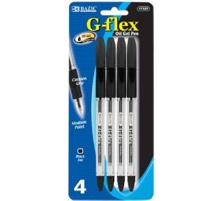 BAZIC G Flex Black Oil Gel Ink Pen w/ Cushion Grip (4/Pack), Case Pack of 144  Ballpoint Pens 