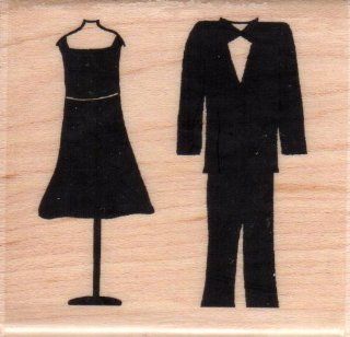 Bride and Groom Wood Mounted Rubber Stamp (926F)