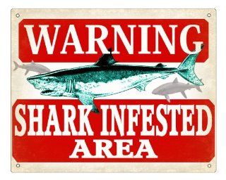 Fishing Shark Sign warning funny vintage style plaque for fish Tank 392  Other Products  