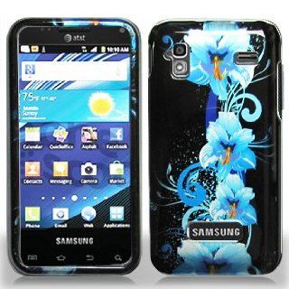 Samsung Captivate Glide i927 i 927 Black with Blue Floral Flowers Design Snap On Hard Protective Cover Case Cell Phone Cell Phones & Accessories