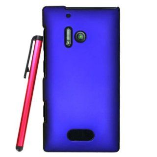[ManiaGear] Verizon Nokia Lumia 928 Blue Rubberized Hard Case Shell + Screen Protector & Stylus Pen Cell Phones & Accessories