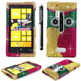 For Nokia Lumia 928 TopOnDeal TM Green Pink Golden Diamond Jewel Rhinestone Case Cover+Stylus Touch Pen Cell Phones & Accessories