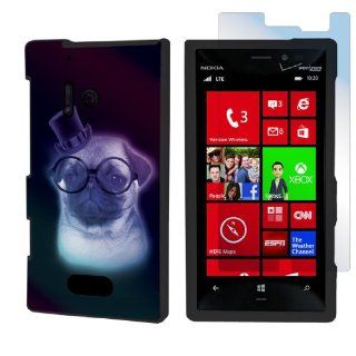 Nokia Lumia 928 Black Protective Case + Screen Protector By SkinGuardz   Pug Puppy Cell Phones & Accessories