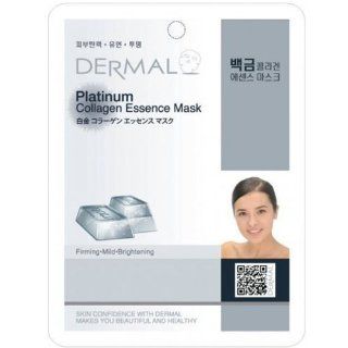 Dermal Korea Collagen Essence Full Face Facial Mask Sheet   Platinum (10 Pack)  Beauty
