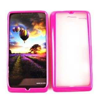 Motorola Droid Razr M Xt907 Hot Pink Clear Hard Shell Skin Accessory Cell Phones & Accessories