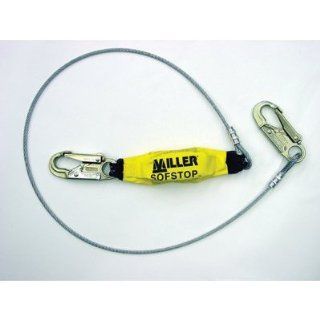 Miller by Honeywell 907LS/6FTYL 6 Feet Wire Rope Lanyards with SofStop Shock Absorber and Two Locking Snap Hooks, Yellow   Fall Arrest Restraint Ropes And Lanyards  