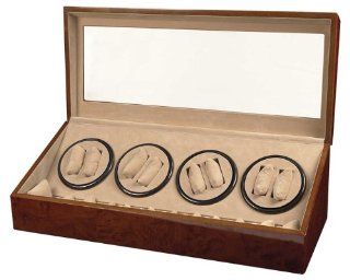 BRAND NEW BURL WOOD 8+12 AUTOMATIC QUAD DUAL / DOUBLE WATCH WINDER 12 DISPLAY STORAGE BOX CASE Watches