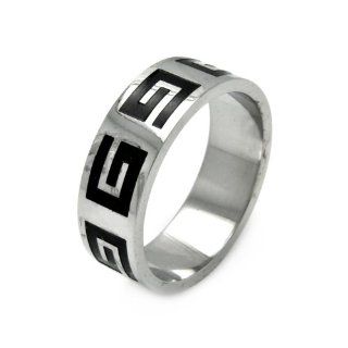 Stainless Steel 8mm High Polish Celtic Greek Key Design Fashion Band Ring (Size 9 to 12) GoldenMine Jewelry