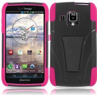 For Pantech Perception ADR930L T Stand Kickstand Hybrid Double Layer Cover Case Black/Hot Pink Accessory Cell Phones & Accessories