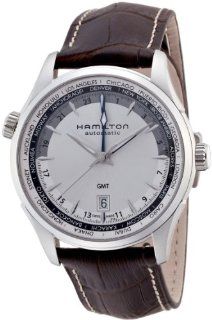 Hamilton Watch Jazzmaster GMT Silver Dial Black Leather Mens Watch H32605551 Hamilton Watches