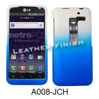 ACCESSORY HARD RUBBERIZED CASE COVER FOR LG ESTEEM MS910 TWO TONES WHITE BLUE Cell Phones & Accessories