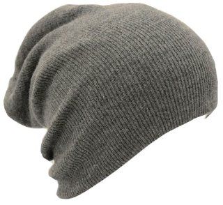 Slouch Slouchy Beanie Hat Ribbed Skull Cap Ski Hat Light Grey 