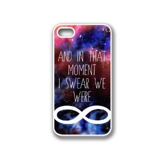 Hipster Quote   And In That Moment I Swear We Were Infinite Nebula Space Galaxy   Protective Designer WHITE Case   Fits Apple iPhone 4 / 4S / 4G Cell Phones & Accessories