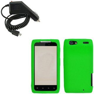 iFase Brand Motorola Droid Razr/XT912 Combo Solid Neon Green Silicone Skin Case Faceplate Cover + Rapid Car Charger for Motorola Droid Razr/XT912 Cell Phones & Accessories