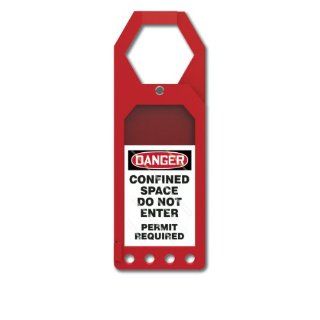 Accuform Signs TSS912 Plastic Secure Status Tag Holder, Legend "DANGER CONFINED SPACE DO NOT ENTER PERMIT REQUIRED", 3 1/2" Width x 10" Height x 3/8" Depth, White/Black on Red Lockout Tagout Locks And Tags Industrial & Scient