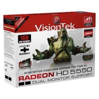 Visiontek 900331 Radeon HD 5550 Graphic Card   550 MHz Core   1 GB DDR2 SDRAM   PCI Express 2.0 x16. RADEON HD 5550 PCIE 1GB DDR2 VGA/DVI/HDMI WIN7 300W V CARD. CrossFireX   DVI   VGA Computers & Accessories