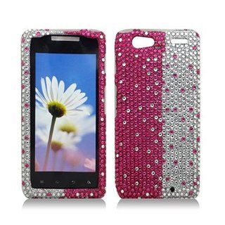 Aimo MOTXT913PCLDI185 Dazzling Diamond Bling Case for Droid Razr MAXX   Retail Packaging   Pink/White Cell Phones & Accessories
