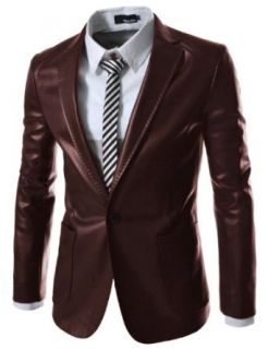 TheLees Men's Slim Fit Notched Lapel Leather 1 Button Blazer at  Mens Clothing store