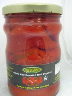 Del Destino Whole Fire Roasted Red Peppers 35 Oz  Fresh Sweet Peppers Produce  Grocery & Gourmet Food