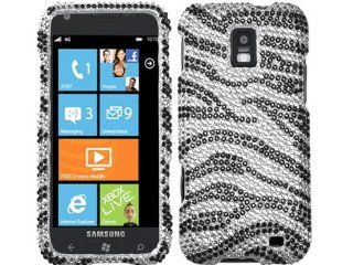 Silver Zebra Black Bling Rhinestone Diamond White Black Crystal Faceplate Hard Skin Case Cover for Samsung Focus S SGH i937 w/ Free Pouch Cell Phones & Accessories