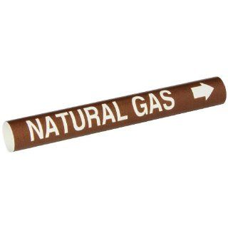 Brady 4349 B Bradysnap On Pipe Marker, B 915, White On Brown Coiled Printed Plastic Sheet, Legend "Natural Gas" Industrial Pipe Markers