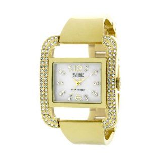 Badgley Mischka Women's BA1148CMGB Swarovski Crystals Gold Tone Mother Of Pearl Bangle Bracelet Watch Watches
