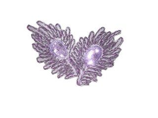 Fabric Glitter Sequin Peacock Bird Double Feather Lilac Iron On
