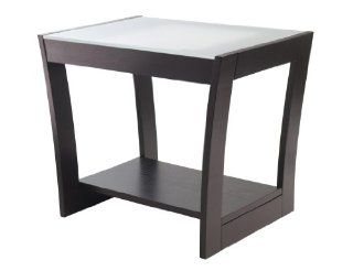 Radius End Table with Frosted Glass and Curved Legs  