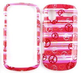 Samsung Focus i917 Transparent Design, Peace Signs and Hearts on Pink Hard Case, Cover, Faceplate, SnapOn, Protector Cell Phones & Accessories