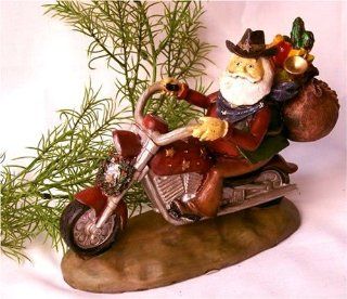Western Cowboy Santa Claus on Motorcycle   Holiday Nativity Figurine Sets