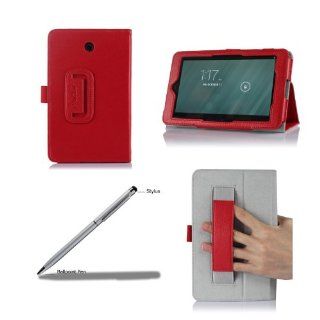 ProCase Dell Venue 7 Android Tablet Case with bonus stylus pen   Flip Stand Leather Folio Cover for Dell Venue 7" Android Tablet (Red) Cell Phones & Accessories