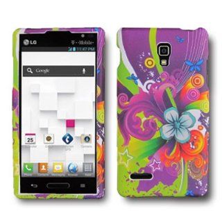 CoverON Hard Snap On Cover Case with PURPLE GREEN BLUE FLORAL MEDLEY Design for LG P769 OPTIMUS L9 T MOBILE With PRY  Triangle Case Removal Tool [WCC817] Cell Phones & Accessories
