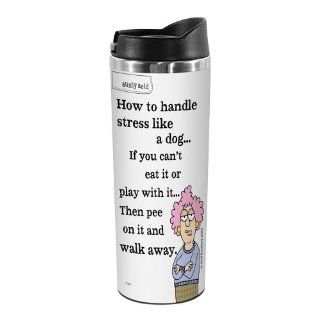 Tree Free Greetings TT01855 Aunty Acid 18 8 Double Wall Stainless Artful Tumbler, 14 Ounce, Dog Stress How To Handle Stress Like A Dog Kitchen & Dining