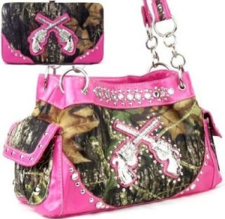 Western Crossed Guns Purse Camouflage Handbag Camo Pink Trim W Matching Wallet D3 Shoes