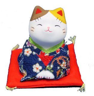 Kimono Maneki Neko   Japanese Lucky Cat   Bow (#7358)   Statues