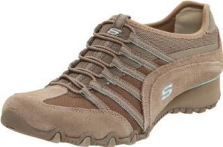 Skechers Women's Sunset Blvd Lace Up Fashion Sneaker, Taupe/Blue, 9.5 M US Shoes