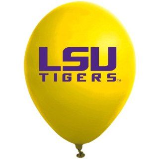 NCAA LSU Tigers Gold 10 Pack 11'' Round Latex Party Balloons   Ornament Hanging Stands