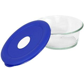 Pyrex Storage Deluxe 3 2/3 Cup Oval Dish, Clear with Blue Lid Kitchen & Dining