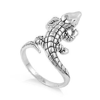 Water Dance Crocodile Ring Sterling Silver 925 Jewelry