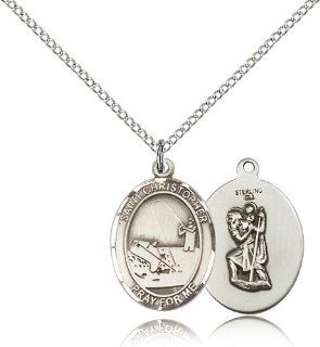 .925 Sterling Silver Saint St. Sebastian / Motorcycle Medal Pendant 3/4 x 1/2 Inches Athletes/Soldiers 8197  Comes with a SS Lite Curb Chain Neckace And a Black velvet Box Jewelry