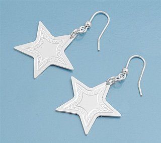 Star Dangle 27MM Earrings Sterling Silver 925 Jewelry