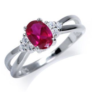 July Birthstone Simulated Ruby & CZ 925 Sterling Silver Engagement Ring Size 10 Jewelry