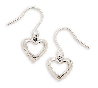 Open Heart Earrings on French Wire 925 Sterling Silver Jewelry