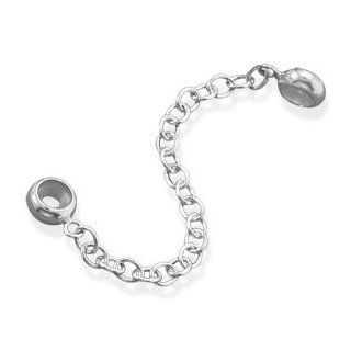 Story Bead Safety Chain .925 Sterling Silver 2.5"  Safety Chain For Charm Bracelet  