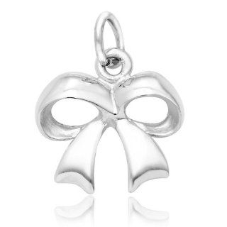 925 Sterling Silver Ribbon Bow Charm Pendant Jewelry